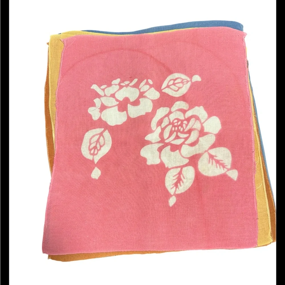 Set Of 8 Multicolor Japanese Cotton Tenugui Hand Towel Napkins W Floral Pattern